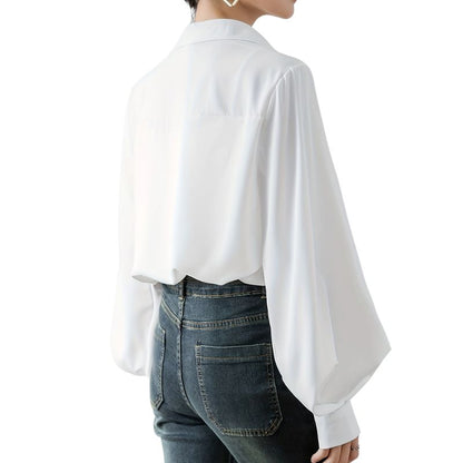 Lantern Sleeve Solid Blouse