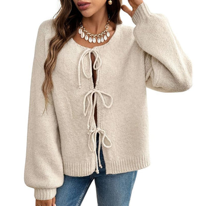 Knotted Open Front Cardigan