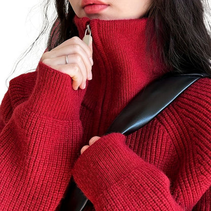 Zipper Turtle Neck Sweater