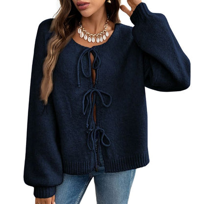 Knotted Open Front Cardigan